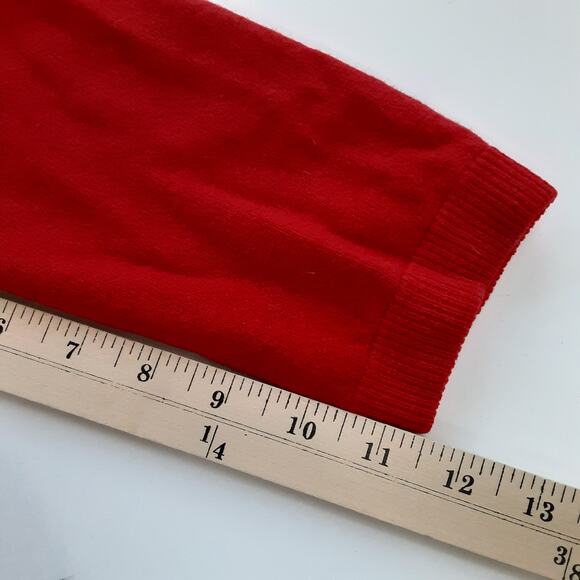 Vintage 1950s Cardigan Sweater Wool Blend Cherry Red Pearl Button Rockabilly - Picture 15 of 15